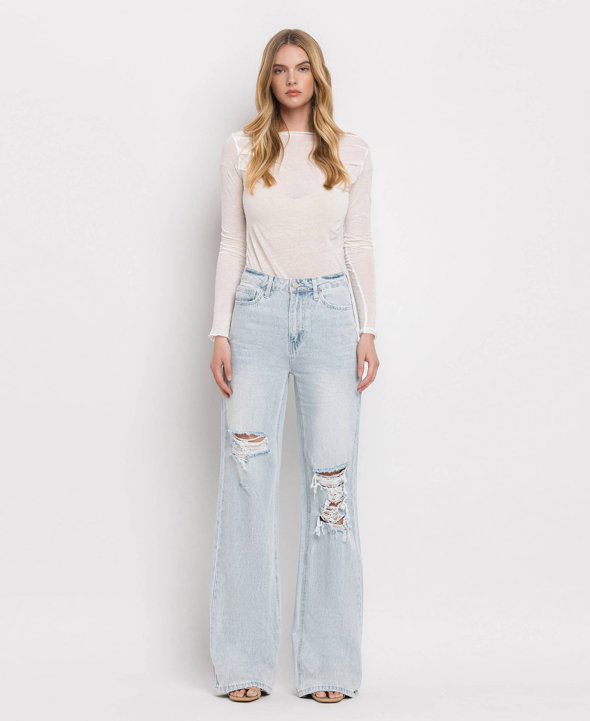 90'S VINTAGE SUPER HIGH RISE FLARE JEANS V2478