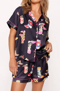 Western Boots Printed Short Pajama Set