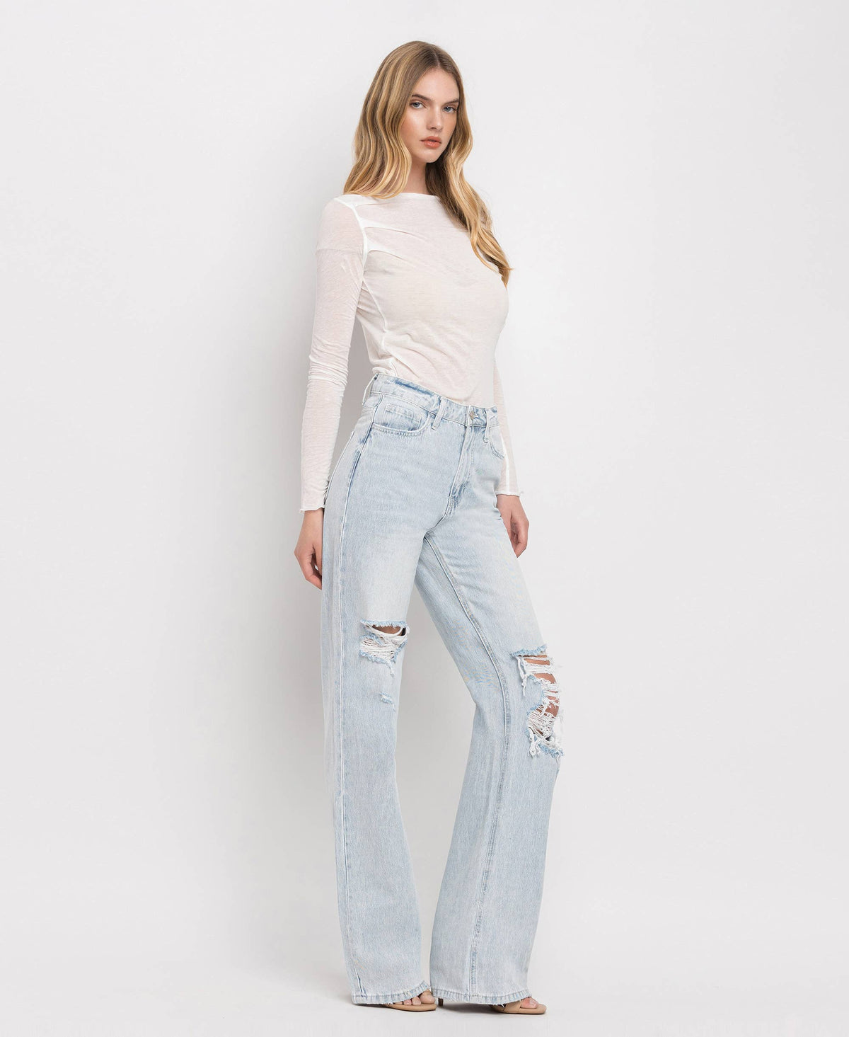 90'S VINTAGE SUPER HIGH RISE FLARE JEANS V2478