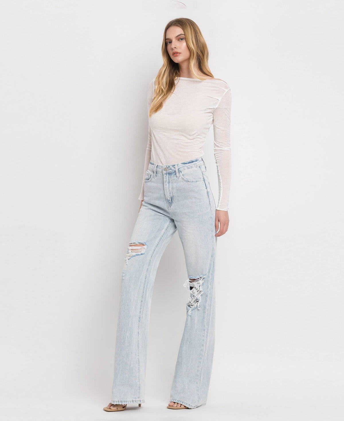 90'S VINTAGE SUPER HIGH RISE FLARE JEANS V2478