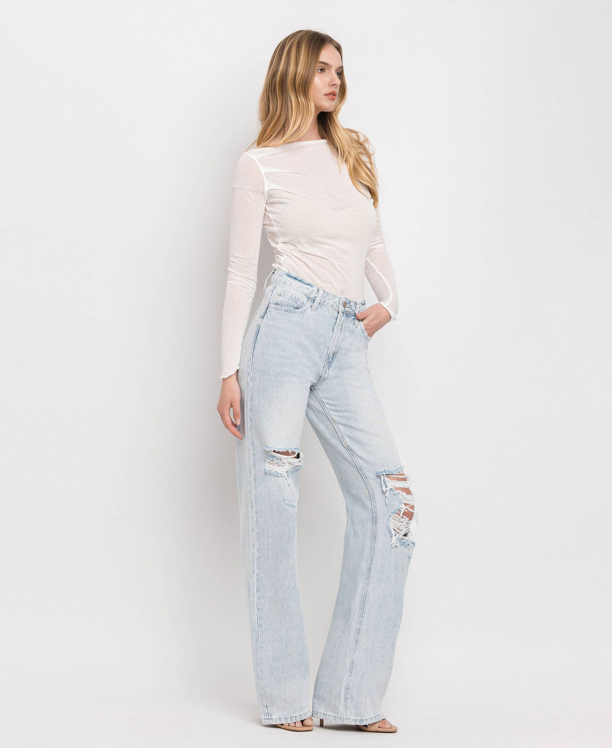 90'S VINTAGE SUPER HIGH RISE FLARE JEANS V2478