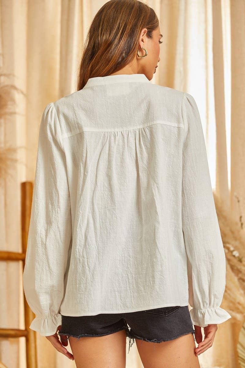 Split Neck Woven Blouse