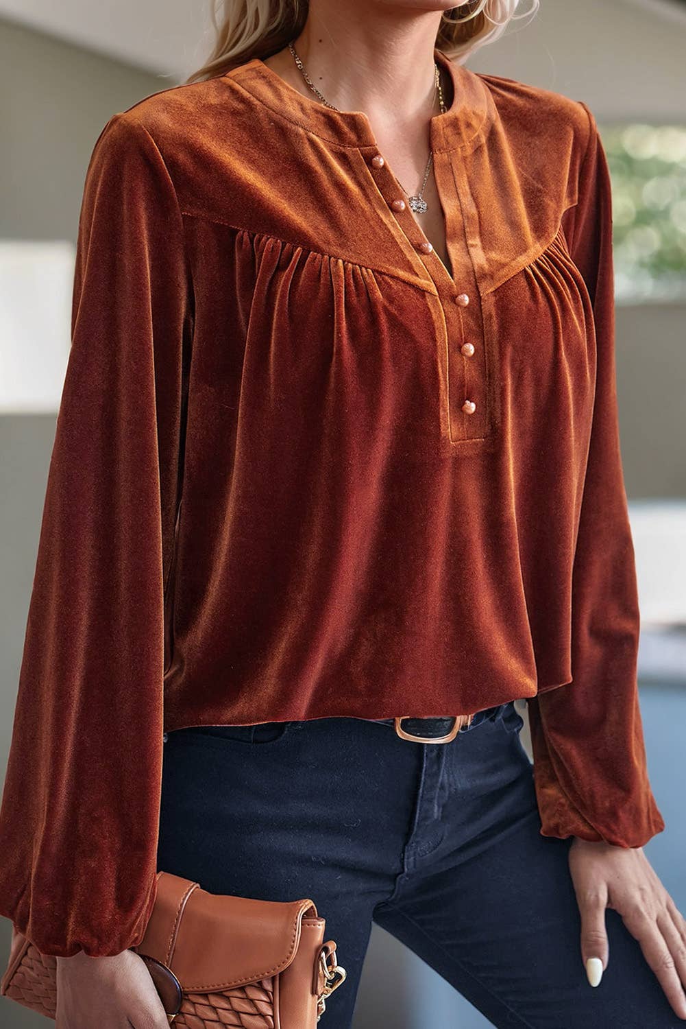 Gold Flame Velvet Blouse