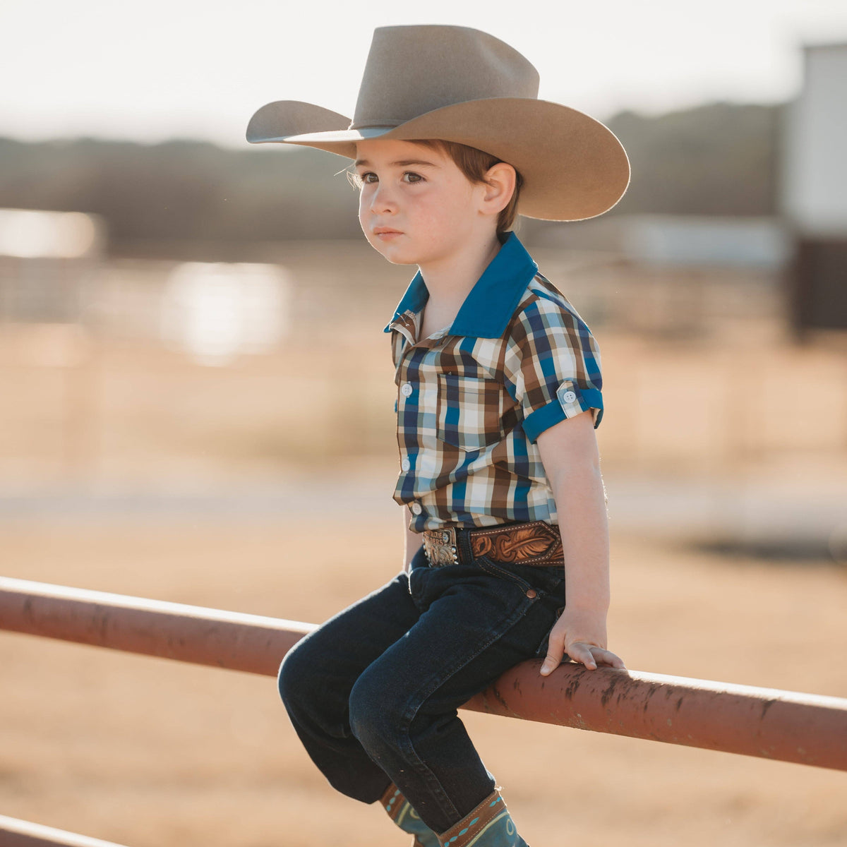 Blue Plaid Short Sleeve Shirt