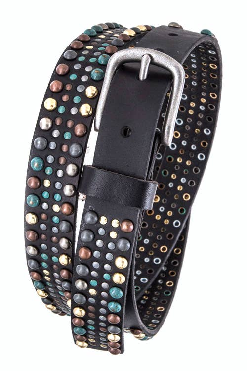 Multi Colored Round Stud Belt