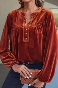 Gold Flame Velvet Blouse